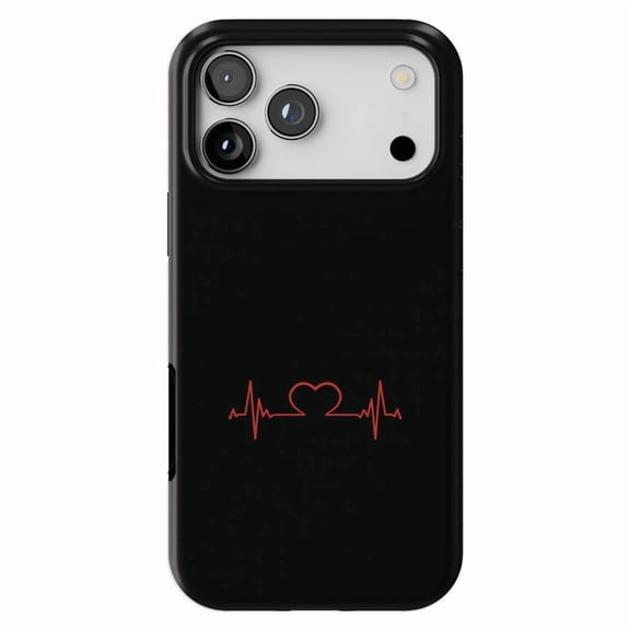 DistinctInk MagSafe Tough Case for iPhone 17 Pro (6.3") - Heart Pulse EKG Red Valentine - Shockproof Drop Protection MagSafe Compatible Cover