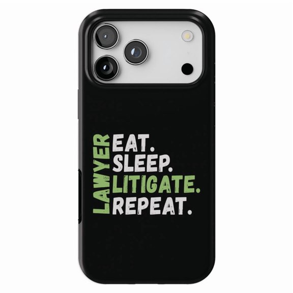 DistinctInk MagSafe Tough Case for iPhone 17 Pro (6.3") - Lawyer Eat Sleep Litigate Repeat - Shockproof Drop Protection MagSafe Compatible Cover