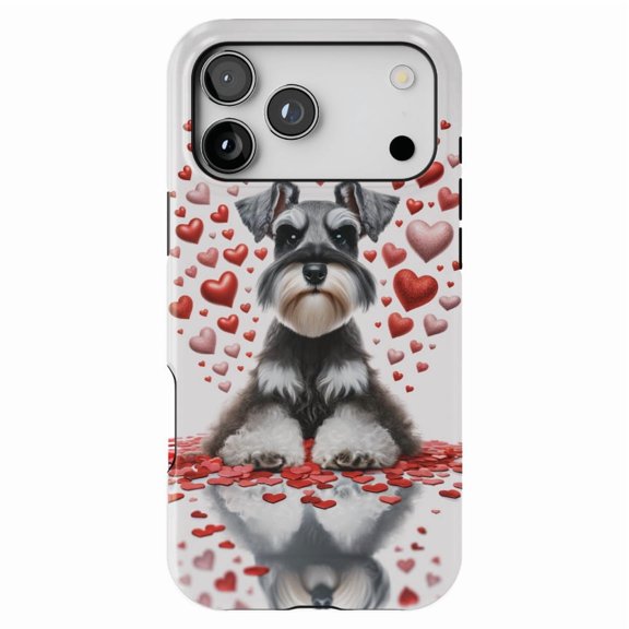 DistinctInk MagSafe Tough Case for iPhone 17 Pro (6.3") - Valentine's Day Miniature Schnauzer - Shockproof Drop Protection MagSafe Compatible Cover