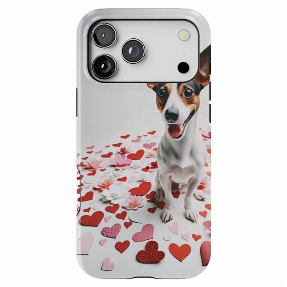 DistinctInk MagSafe Tough Case for iPhone 17 Pro (6.3") - Valentine's Day Rat Terrier - Shockproof Drop Protection MagSafe Compatible Cover