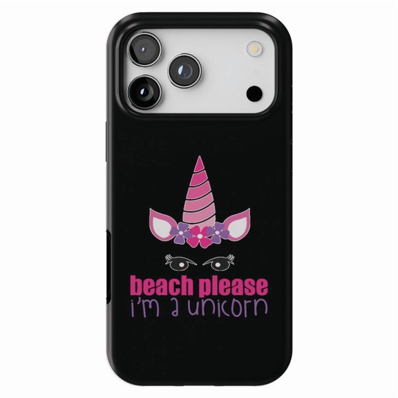DistinctInk MagSafe Tough Case for iPhone 17 Pro Max (6.9") - Beach Please I'm a Unicorn - Shockproof Drop Protection MagSafe Compatible Cover