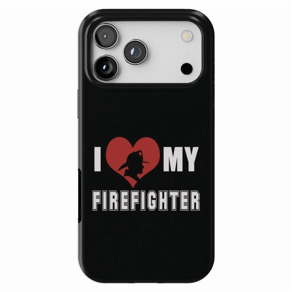 DistinctInk MagSafe Tough Case for iPhone 17 Pro Max (6.9") - I Heart My Firefighter - Shockproof Drop Protection MagSafe Compatible Cover