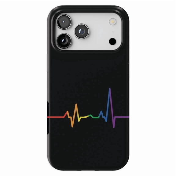 DistinctInk MagSafe Tough Case for iPhone 17 Pro Max (6.9") - Rainbow Pulse Heart Beat - Shockproof Drop Protection MagSafe Compatible Cover