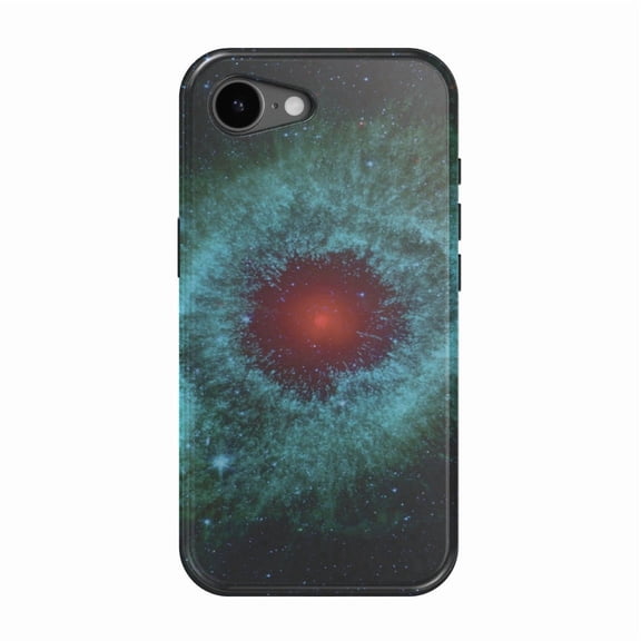 DistinctInk MagSafe Tough Case for iPhone 17e (6.1") - Blue Teal Black Helix Nebula - Shockproof Drop Protection MagSafe Compatible Cover