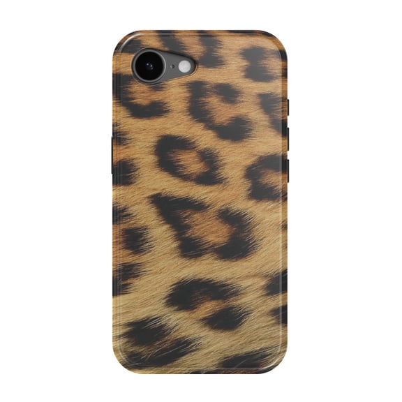 DistinctInk MagSafe Tough Case for iPhone 17e (6.1") - Brown Black Leopard Fur Skin Print - Shockproof Drop Protection MagSafe Compatible Cover