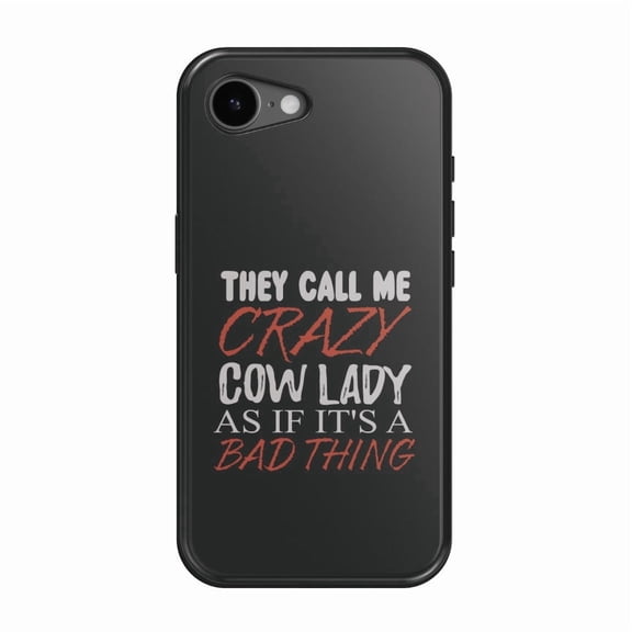 DistinctInk MagSafe Tough Case for iPhone 17e (6.1") - Crazy Cow Lady As If It's a Bad Thing - Shockproof Drop Protection MagSafe Compatible Cover