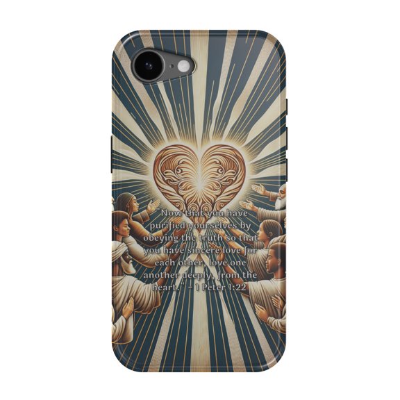 DistinctInk MagSafe Tough Case for iPhone 17e (6.1") - Deeply Loving One Another: 1 Peter 1:22" - Shockproof Drop Protection MagSafe Compatible Cover