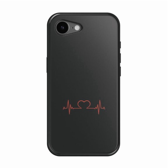 DistinctInk MagSafe Tough Case for iPhone 17e (6.1") - Heart Pulse EKG Red Valentine - Shockproof Drop Protection MagSafe Compatible Cover