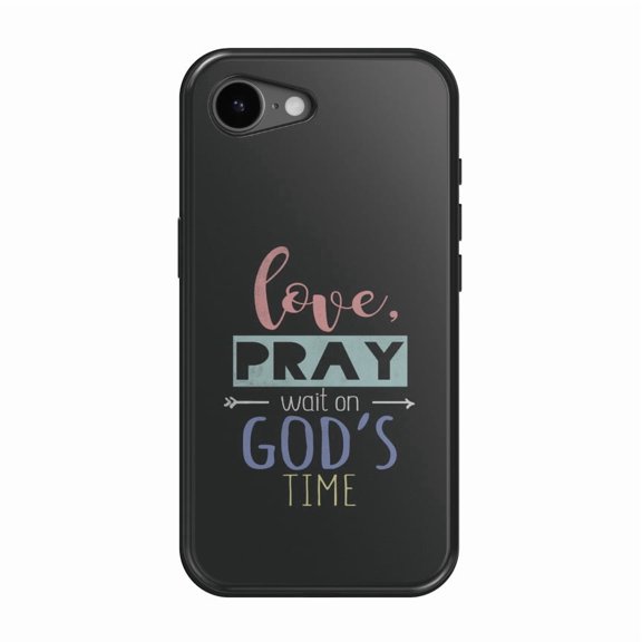DistinctInk MagSafe Tough Case for iPhone 17e (6.1") - Love, Pray, Wait On God's Time - Shockproof Drop Protection MagSafe Compatible Cover