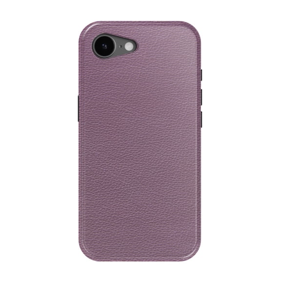 DistinctInk MagSafe Tough Case for iPhone 17e (6.1") - Purple Faux Leather Print Design - Shockproof Drop Protection MagSafe Compatible Cover