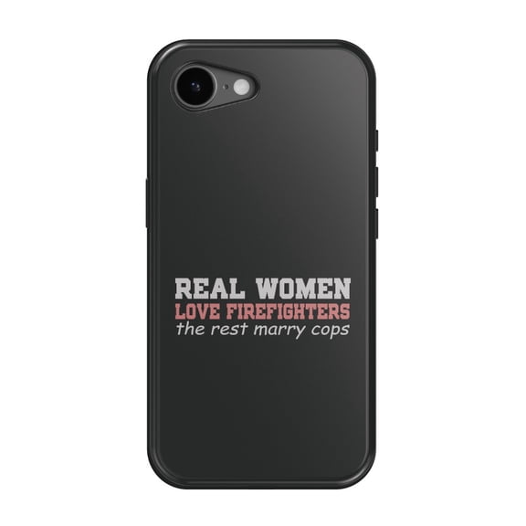 DistinctInk MagSafe Tough Case for iPhone 17e (6.1") - Real Women Love Firefighters Not Cops - Shockproof Drop Protection MagSafe Compatible Cover