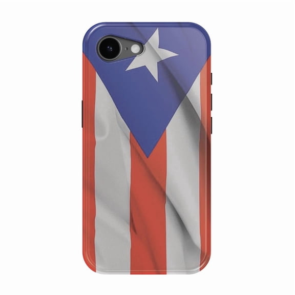 DistinctInk MagSafe Tough Case for iPhone 17e (6.1") - Red White Blue Puerto Rico Flag - Shockproof Drop Protection MagSafe Compatible Cover