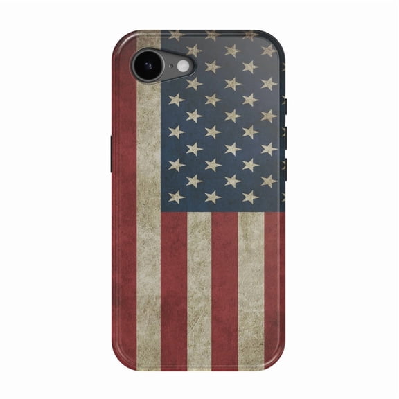 DistinctInk MagSafe Tough Case for iPhone 17e (6.1") - Red White Blue United States Flag Old - Shockproof Drop Protection MagSafe Compatible Cover