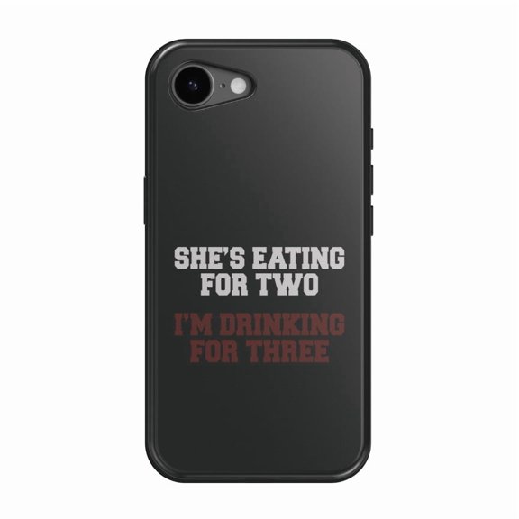 DistinctInk MagSafe Tough Case for iPhone 17e (6.1") - She's Eating for Two, I'm Drinking for 3 - Shockproof Drop Protection MagSafe Compatible Cover