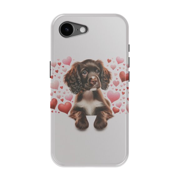 DistinctInk MagSafe Tough Case for iPhone 17e (6.1") - Valentine's Day Boykin Spaniel Puppy - Shockproof Drop Protection MagSafe Compatible Cover