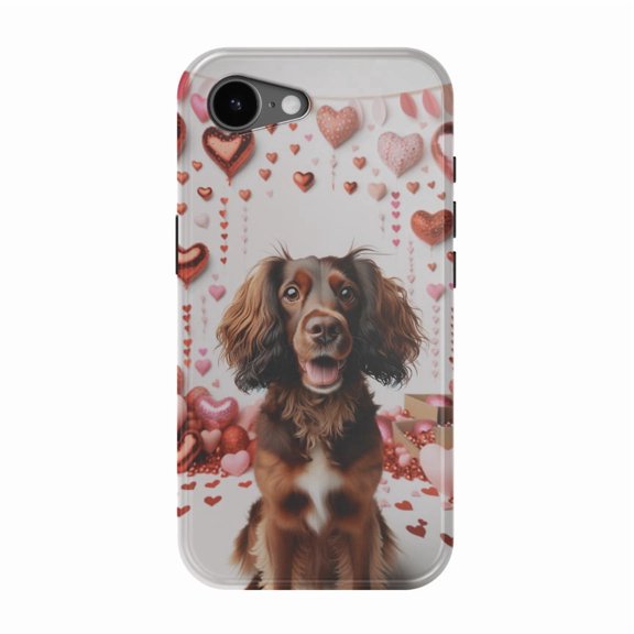 DistinctInk MagSafe Tough Case for iPhone 17e (6.1") - Valentine's Day Boykin Spaniel - Shockproof Drop Protection MagSafe Compatible Cover