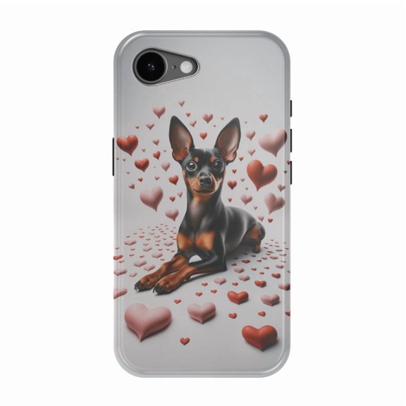 DistinctInk MagSafe Tough Case for iPhone 17e (6.1") - Valentine's Day Miniature Pinscher - Shockproof Drop Protection MagSafe Compatible Cover