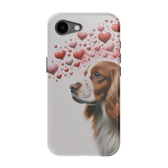 DistinctInk MagSafe Tough Case for iPhone 17e (6.1") - Valentine's Day Sussex Spaniel - Shockproof Drop Protection MagSafe Compatible Cover