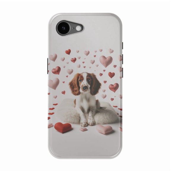 DistinctInk MagSafe Tough Case for iPhone 17e (6.1") - Valentine's Day Welsh Springer Spaniel - Shockproof Drop Protection MagSafe Compatible Cover