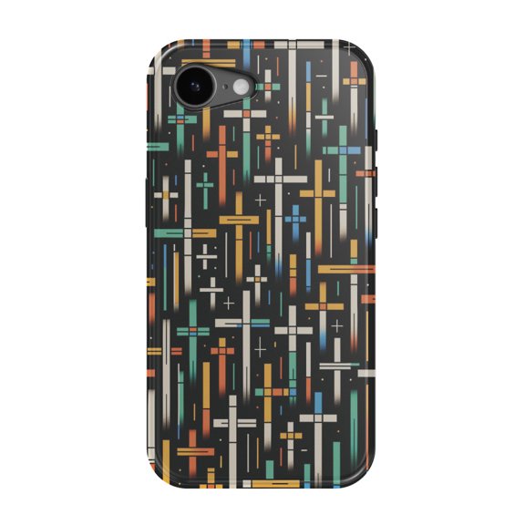 DistinctInk MagSafe Tough Case for iPhone 17e (6.1") - Vivid Christian Crosses Dance on - Shockproof Drop Protection MagSafe Compatible Cover