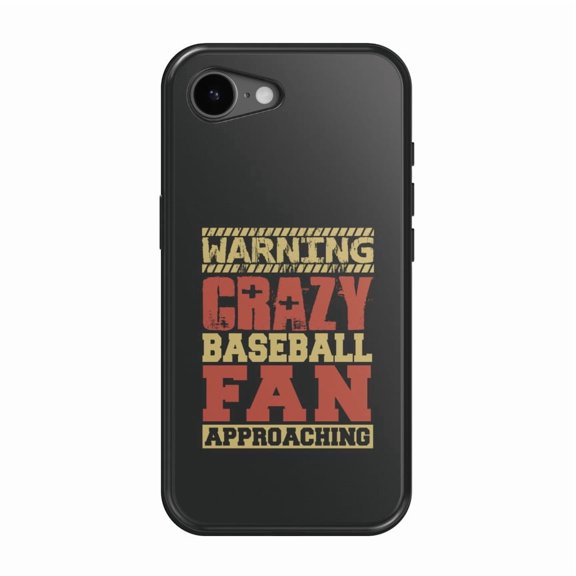 DistinctInk MagSafe Tough Case for iPhone 17e (6.1") - Warning Crazy Baseball Fan Approaching - Shockproof Drop Protection MagSafe Compatible Cover