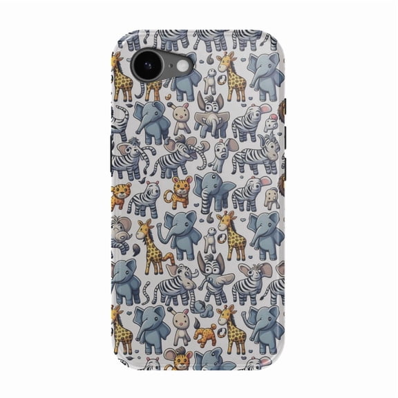 DistinctInk MagSafe Tough Case for iPhone 17e (6.1") - Whimsical Jungle: Cartoon Animal Pattern - Shockproof Drop Protection MagSafe Compatible Cover