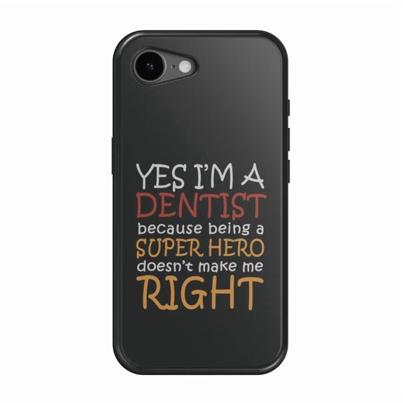 DistinctInk MagSafe Tough Case for iPhone 17e (6.1") - Yes I'm a Dentist Super Hero - Shockproof Drop Protection MagSafe Compatible Cover