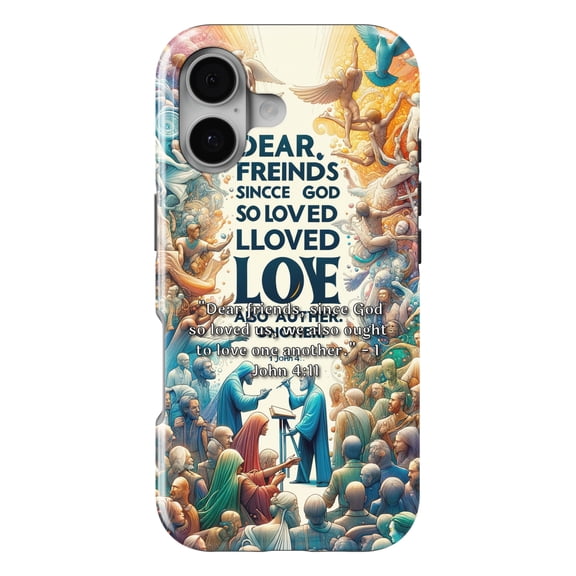 DistinctInk MagSafe Tough Case for iPhone 17 (6.1") - 1 John 4:11 - Loving One Another as God Loves Us - Shockproof Drop Protection MagSafe Compatible Cover