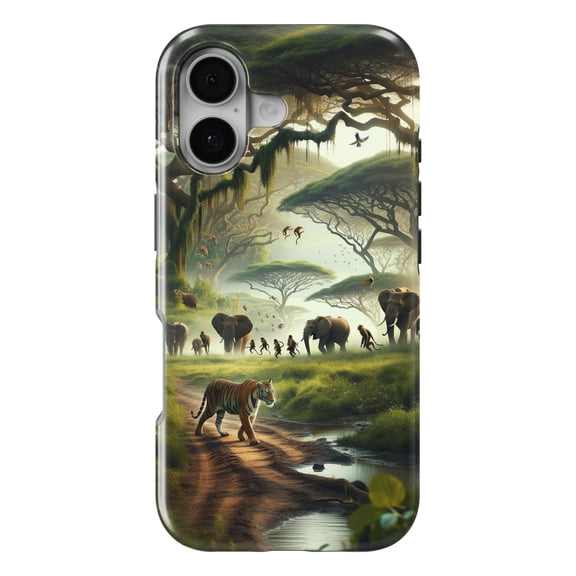 DistinctInk MagSafe Tough Case for iPhone 17 (6.1") - Bengal Tiger Reigns Supreme in Vibrant South Asian Jungle - Shockproof Drop Protection MagSafe Compatible Cover
