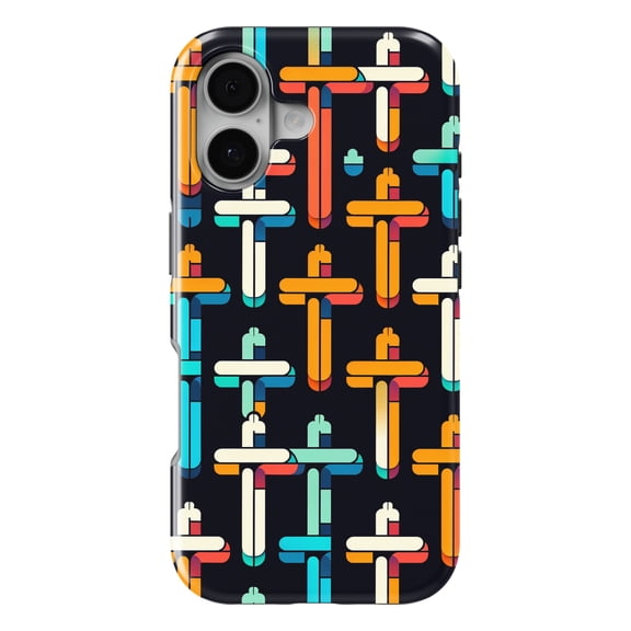 DistinctInk MagSafe Tough Case for iPhone 17 (6.1") - Dynamic Contrast: Crosses in Vibrant Harmony - Shockproof Drop Protection MagSafe Compatible Cover