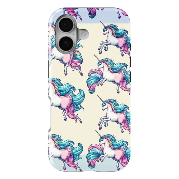 DistinctInk MagSafe Tough Case for iPhone 17 (6.1") - Enchanting Symphony: Majestic Unicorns in Patterns - Shockproof Drop Protection MagSafe Compatible Cover