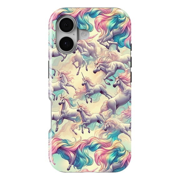 DistinctInk MagSafe Tough Case for iPhone 17 (6.1") - Enchanting Unicorn Prance: A Majestic Rainbow Pattern - Shockproof Drop Protection MagSafe Compatible Cover