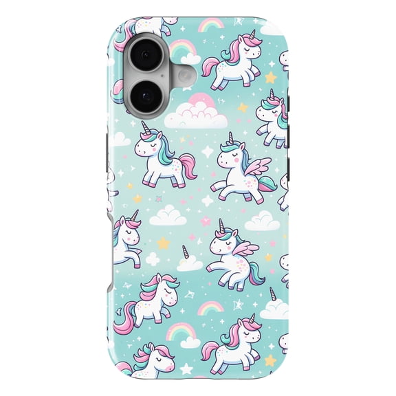 DistinctInk MagSafe Tough Case for iPhone 17 (6.1") - Enchanting Whimsy: Dancing Unicorns and Stardust - Shockproof Drop Protection MagSafe Compatible Cover