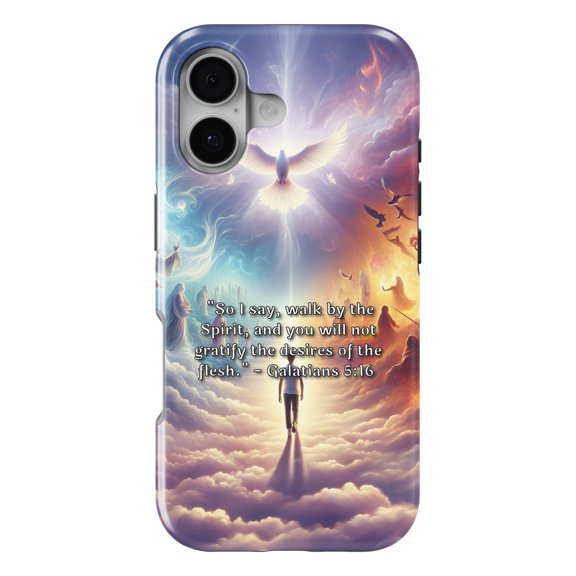 DistinctInk MagSafe Tough Case for iPhone 17 (6.1") - Galatians 5:16 - Walking by The Spirit's Guidance - Shockproof Drop Protection MagSafe Compatible Cover