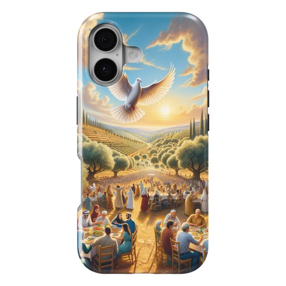 DistinctInk MagSafe Tough Case for iPhone 17 (6.1") - Harmony Blossoms in Ancient Palestinian Landscape - Shockproof Drop Protection MagSafe Compatible Cover
