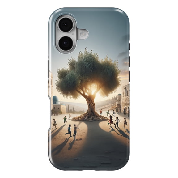 DistinctInk MagSafe Tough Case for iPhone 17 (6.1") - Harmony Under The Olive Tree: A Peaceful Palestine - Shockproof Drop Protection MagSafe Compatible Cover