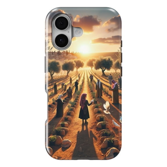 DistinctInk MagSafe Tough Case for iPhone 17 (6.1") - Harmony Through Unity: Planting Olive Trees - Shockproof Drop Protection MagSafe Compatible Cover