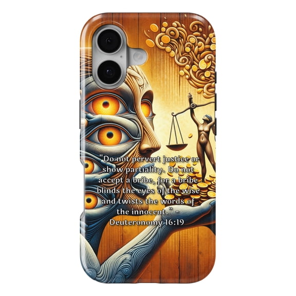 DistinctInk MagSafe Tough Case for iPhone 17 (6.1") - Do Not Pervert Justice: Deuteronomy 16:19" - Shockproof Drop Protection MagSafe Compatible Cover