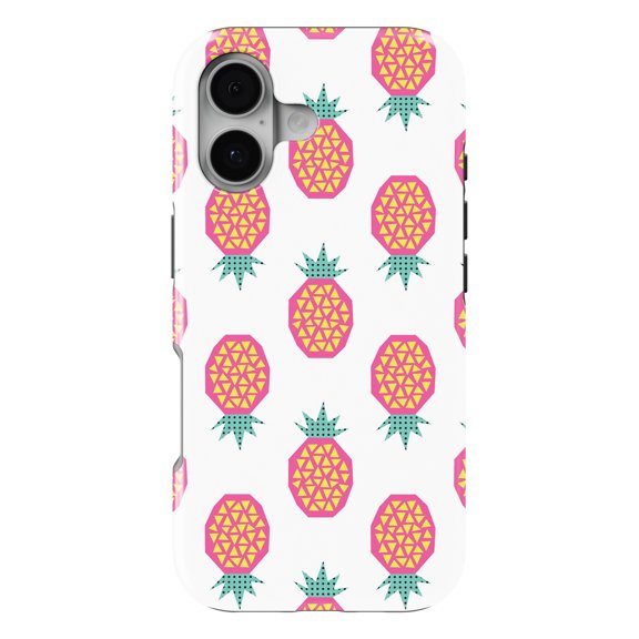 DistinctInk MagSafe Tough Case for iPhone 17 (6.1") - Summer Graphics - Pineapple Pattern - Pink - Shockproof Drop Protection MagSafe Compatible Cover