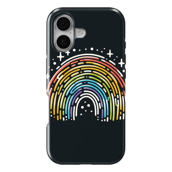 DistinctInk MagSafe Tough Case for iPhone 17 (6.1") - Vibrant Spectrum: A Bold Hand-Drawn Rainbow - Shockproof Drop Protection MagSafe Compatible Cover