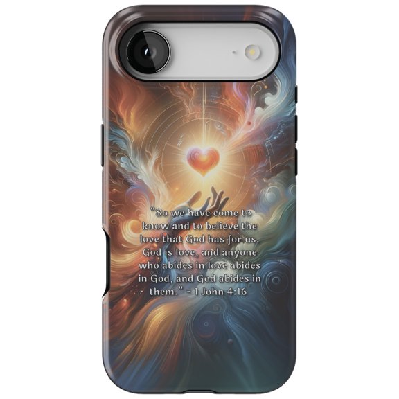 DistinctInk MagSafe Tough Case for iPhone 17 Air (6.7") - 1 John 4:16 - Experiencing God's Eternal Love - Shockproof Drop Protection MagSafe Compatible Cover