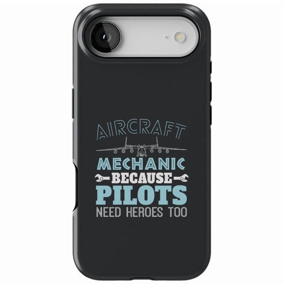 DistinctInk MagSafe Tough Case for iPhone 17 Air (6.7") - Aircraft Mechanic Pilots Need Heroes Too - Shockproof Drop Protection MagSafe Compatible Cover