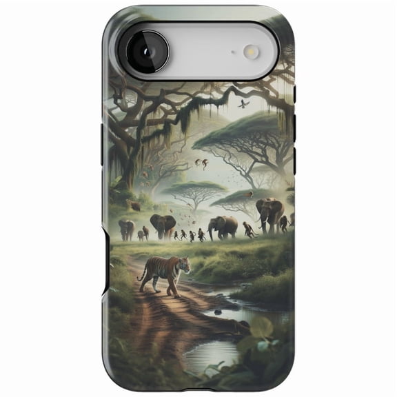 DistinctInk MagSafe Tough Case for iPhone 17 Air (6.7") - Bengal Tiger Reigns Supreme in Vibrant South Asian Jungle - Shockproof Drop Protection MagSafe Compatible Cover