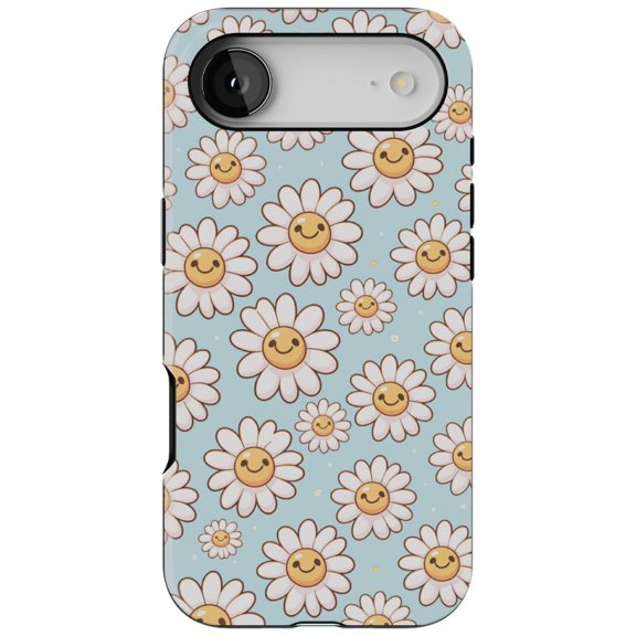 DistinctInk MagSafe Tough Case for iPhone 17 Air (6.7") - Cheerful Daisies: Smiling Faces of Joy - Shockproof Drop Protection MagSafe Compatible Cover