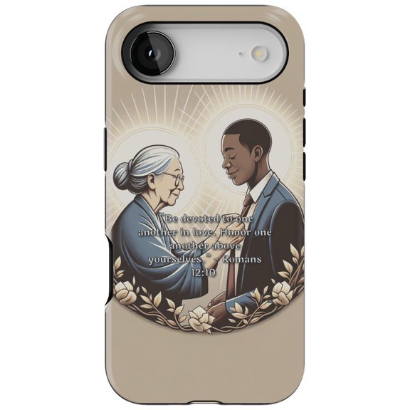 DistinctInk MagSafe Tough Case for iPhone 17 Air (6.7") - Devotion in Love: Romans 12:10 - Honor Above Self - Shockproof Drop Protection MagSafe Compatible Cover