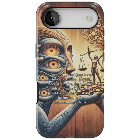 DistinctInk MagSafe Tough Case for iPhone 17 Air (6.7") - Do Not Pervert Justice: Deuteronomy 16:19" - Shockproof Drop Protection MagSafe Compatible Cover