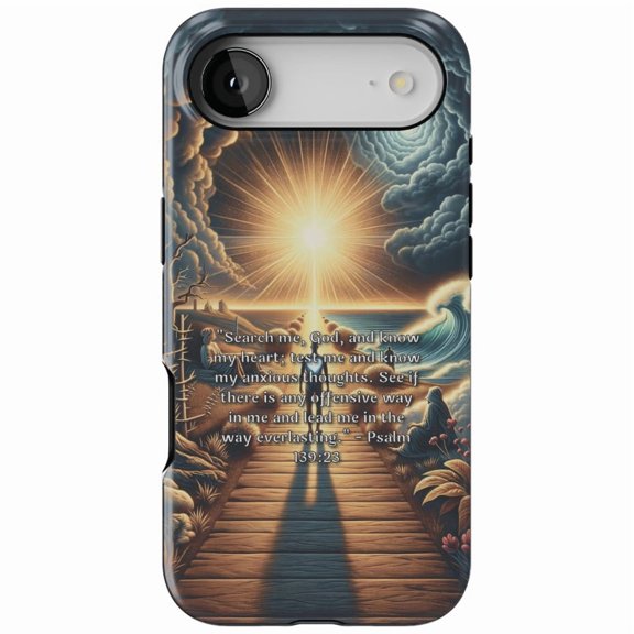 DistinctInk MagSafe Tough Case for iPhone 17 Air (6.7") - Psalm 139:23 - A Prayer for Self-Reflection and Guidance - Shockproof Drop Protection MagSafe Compatible Cover