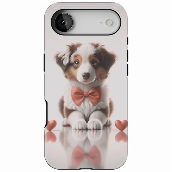 DistinctInk MagSafe Tough Case for iPhone 17 Air (6.7") - Valentine's Day Miniature American Shepherd - Shockproof Drop Protection MagSafe Compatible Cover