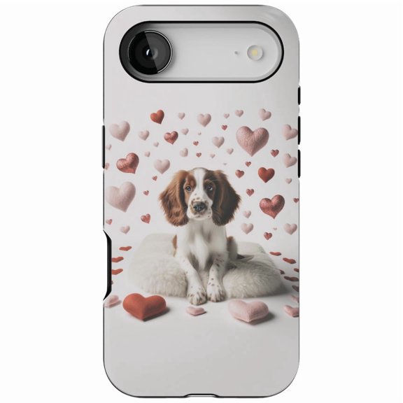 DistinctInk MagSafe Tough Case for iPhone 17 Air (6.7") - Valentine's Day Welsh Springer Spaniel - Shockproof Drop Protection MagSafe Compatible Cover