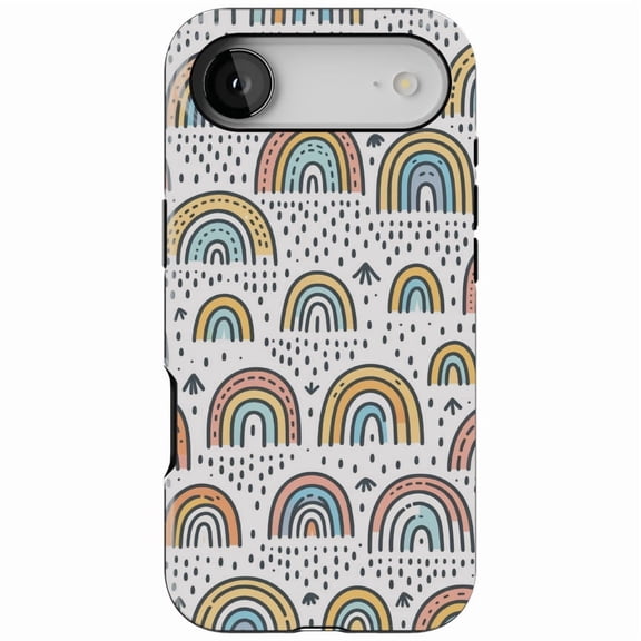 DistinctInk MagSafe Tough Case for iPhone 17 Air (6.7") - Whimsical Harmony: Vibrant, Hand-Drawn Rainbow Patterns - Shockproof Drop Protection MagSafe Compatible Cover